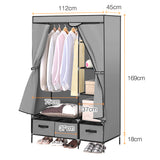 Levede Portable Clothes Closet Wardrobe Grey Storage Cloth Organiser Unit Shelf Rack