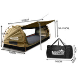 Mountview Double Swag Camping Swags Canvas Dome Tent Free Standing Khaki