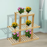 3 Tiers Premium Bamboo Wooden Plant Stand In/outdoor Garden Planter Flower shelf