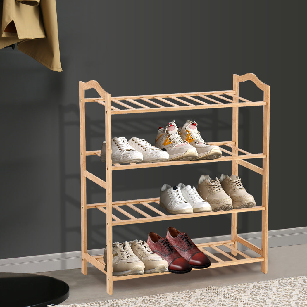 Levede Bamboo Shoe Rack Storage Wooden Organizer Shelf Stand 4 Tiers Layers 80cm