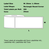 96x Blumax Alternative for Dymo #99012 36mm x 89mm 260L Transparent Labels