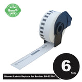 6 Pack Blumax Alternative White labels for Brother DK-22214 12mm x 30.48m Continuous Length Length