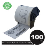 100 Pack Blumax Alternative Shipping White labels for Brother DK-11202 62mm x 100mm 300L