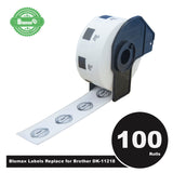 100 Pack Blumax Alternative Round White labels for Brother DK-11218 24mm Diameter