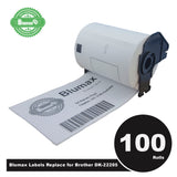 100 Pack Blumax Alternative White labels for Brother DK-22205 62mm x 30.48m Continuous Length