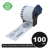 100 Pack Blumax Alternative White labels for Brother DK-22225 38mm x 30.48m Continuous Length