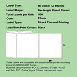 6 Rolls Blumax Direct Thermal (Zebra) 100mm x 76mm 500L White labels
