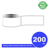 200 Rolls Blumax Direct Thermal (Zebra) 25mm x 54mm 500L White labels
