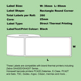 200 Rolls Blumax Direct Thermal (Zebra) 36mm x 89mm 260L White labels