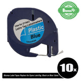 10x Blumax Alternative for Dymo SD91205 12mm Tapes Black Text on Blue Labels