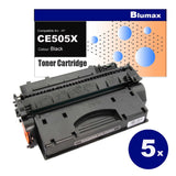 5 Pack Blumax Alternative for HP CE505X(05X) Black Toner Cartridges