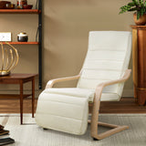 Artiss Fabric Armchair with Adjustable Footrest - Beige