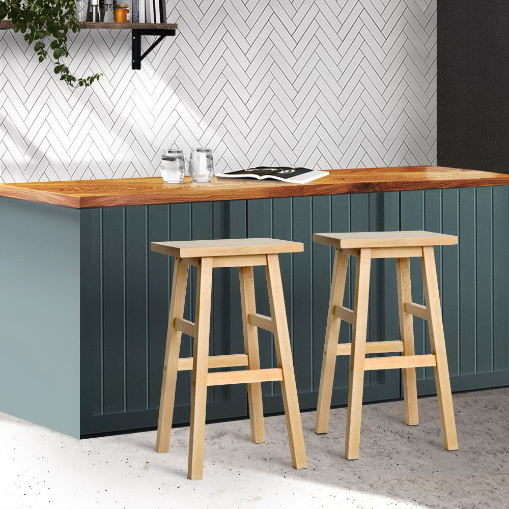 Artiss 2x Bar Stools Kitchen Chairs Wooden Nature