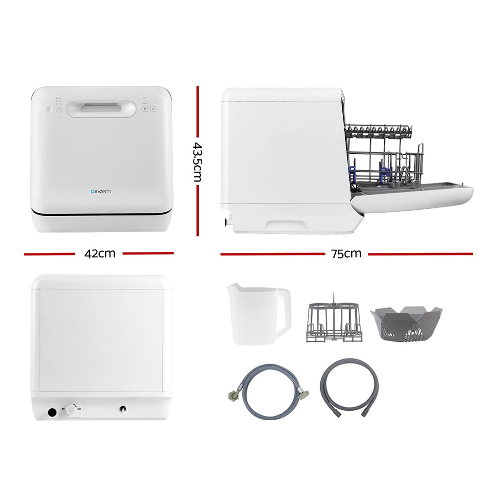 Devanti Counter Benchtop Dishwasher Portable Caravan Dishwashers Baby Bottle Sterilizer White