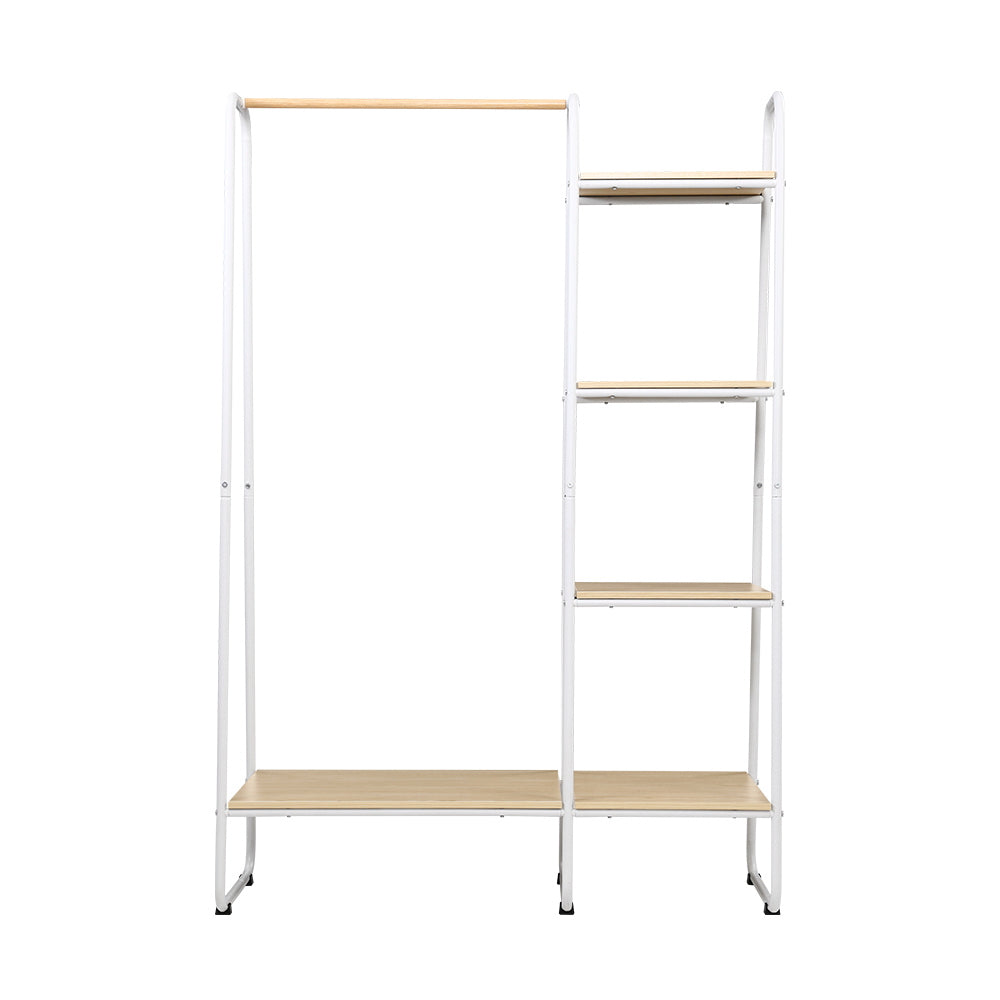 Closet Storage Rack Clothes Hanger Shelf Garment Rail Stand Wardrobe Organiser White