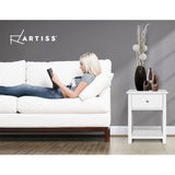 Artiss Bedside Table 1 Drawer with Shelf - EMMA White