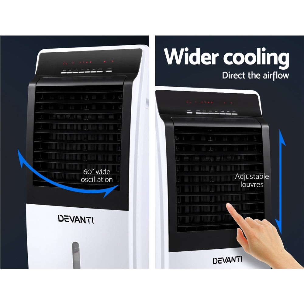 Devanti Evaporative Air Cooler Potable Fan Cooling Remote Control LED Display