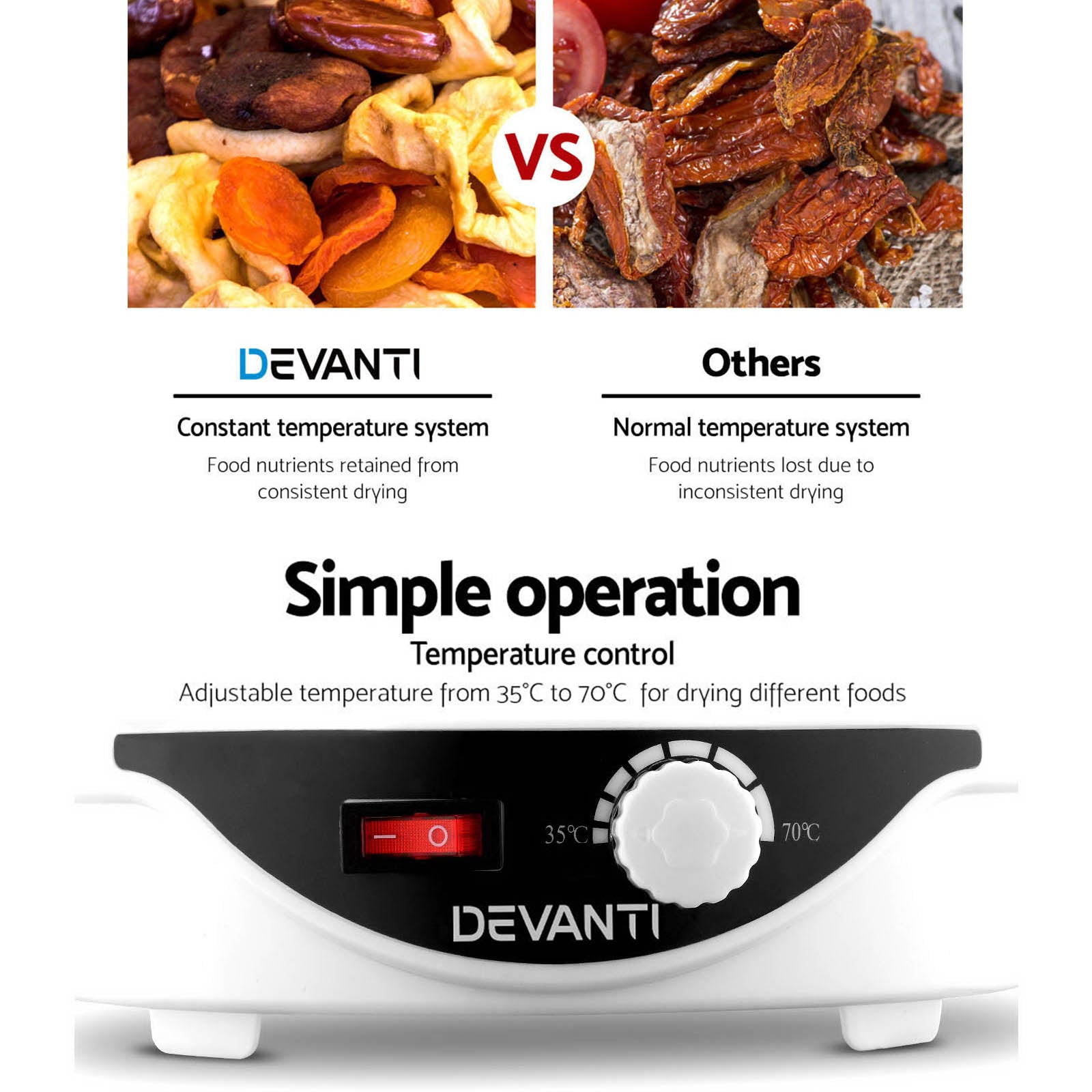 Devanti Food Dehydrator with 7 Trays - White