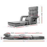 Artiss Lounge Sofa Armchair Floor Recliner Chaise Linen Light Grey