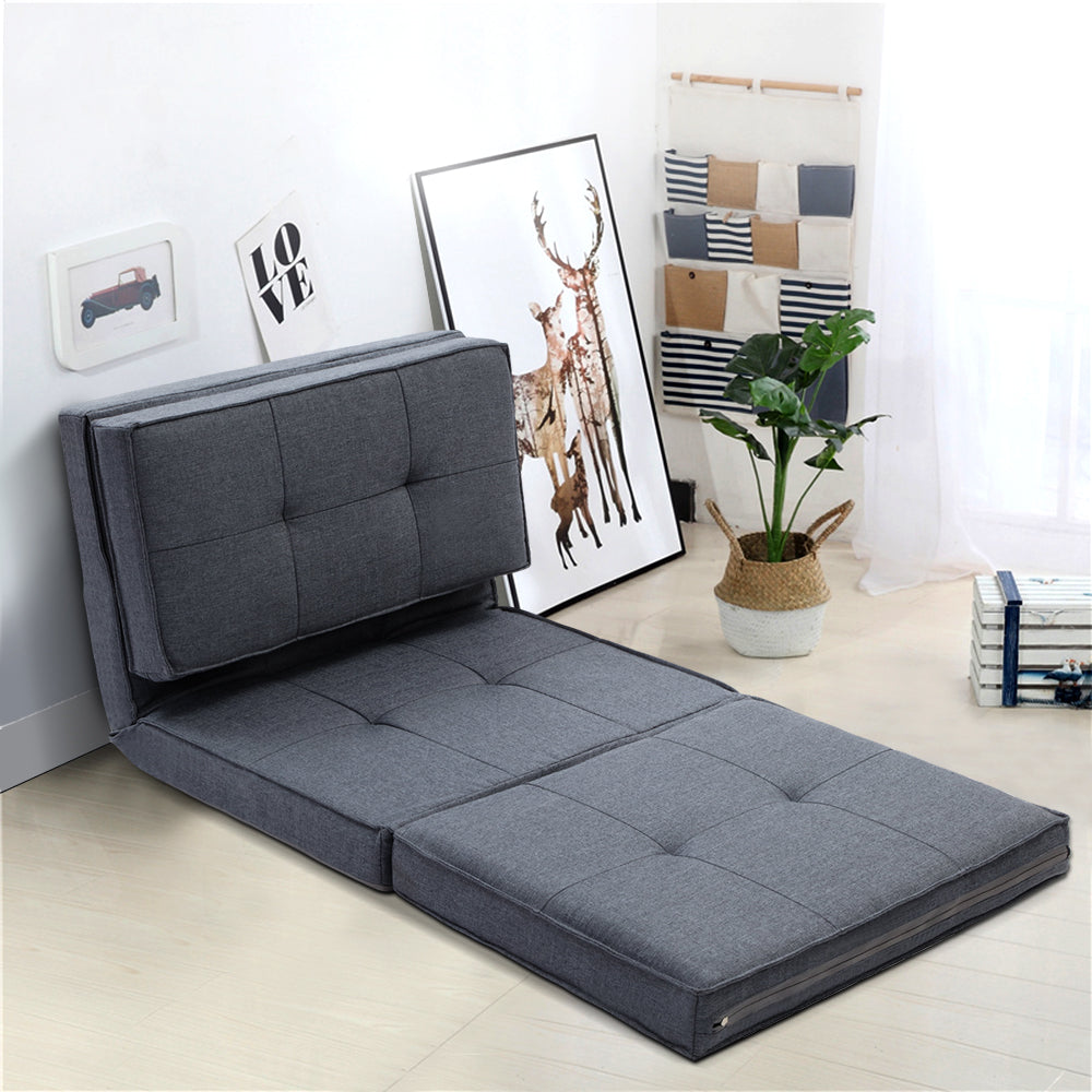Artiss Lounge Sofa Bed Floor Couch Recliner Chaise Chair Futon Folding Grey