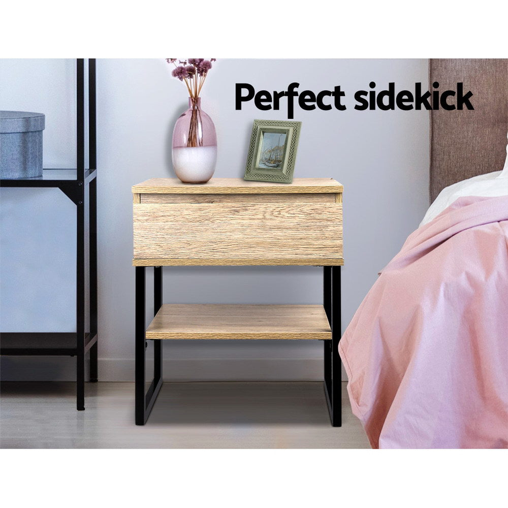 Artiss Bedside Table 1 Drawers with Shelf - CASEY