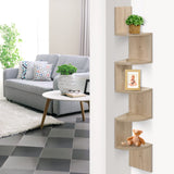 Artiss 5 Tier Corner Wall Floating Shelf Mount Display Bookshelf Rack Oak