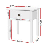 Artiss Bedside Table 1 Drawer - BOW White