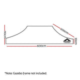 Instahut Gazebo 3x6m Pop Up Marquee Replacement Roof Outdoor Wedding Tent Black