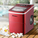 DEVANTi Portable Ice Cube Maker Machine 2L Home Bar Benchtop Easy Quick Red