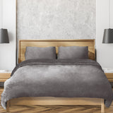 Luxury Flannel Quilt Cover with Pillowcase Silver Grey Queen