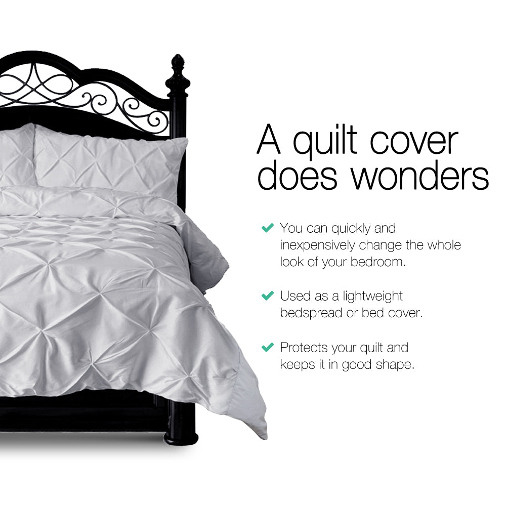 Giselle Quilt Cover Set Diamond Pinch Grey - Queen