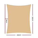 Instahut 2.5 x 3m Rectangle Shade Sail Cloth - Sand Beige