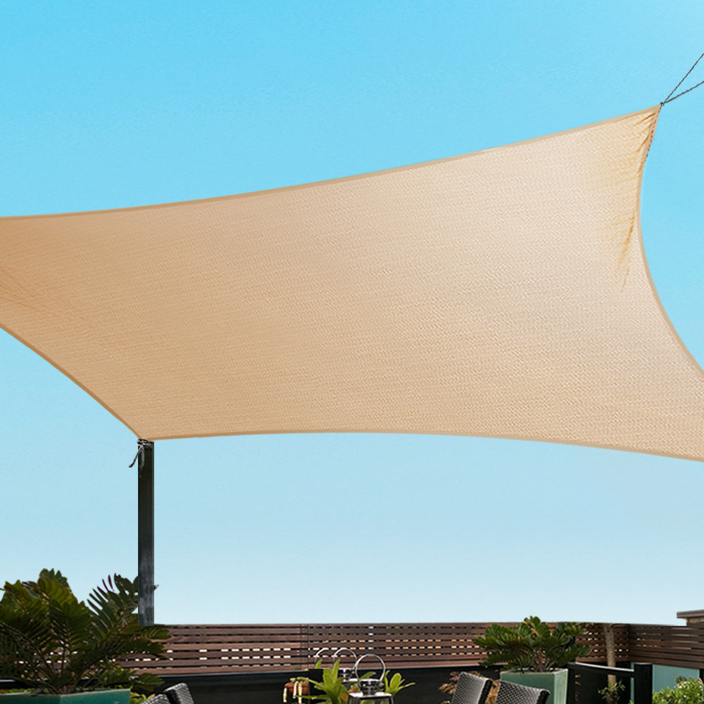 Instahut 3 x 4m Waterproof Rectangle Shade Sail Cloth - Sand Beige