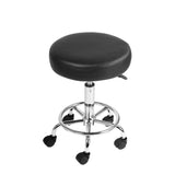 Artiss Set of 2 ROUND Salon Stool Black PU Leather Swivel Barber Hair Dress Chair Hydraulic Lift