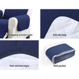 Artiss Sofa Cover Quilted Couch Covers Lounge Protector Slipcovers 2 Seater Navy