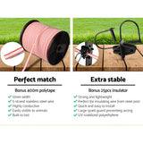 Giantz 5km Solar Electric Fence Energiser Charger with 400M Tape and 25pcs Insulators