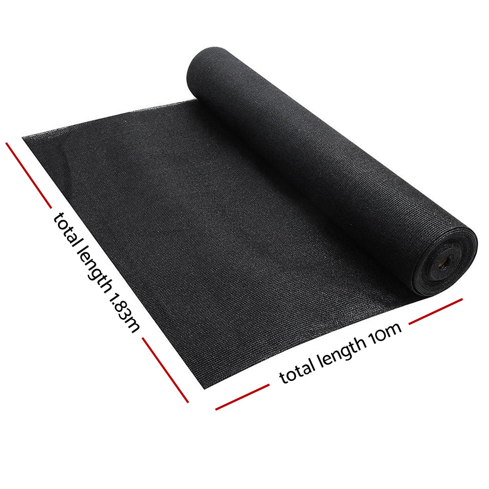 Instahut 90% Shade Cloth 1.83x10m Shadecloth Sail Heavy Duty Black