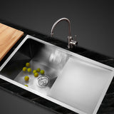 Cefito 87cm x 45cm Stainless Steel Kitchen Sink Under/Top/Flush Mount Silver
