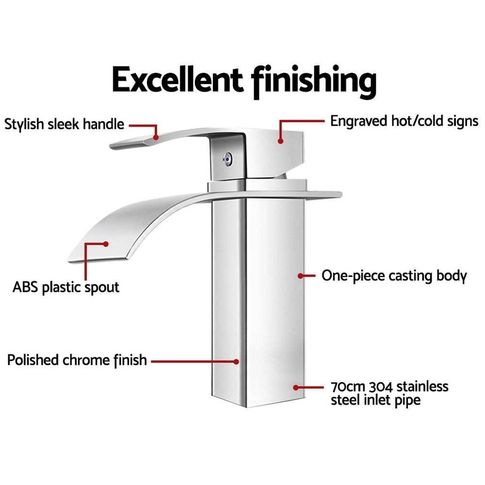 Cefito Mixer Tap Bathroom Taps Faucet Basin Sink Vanity Brass Chrome WELS Silver