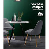 Artiss Set of 2 Dining Chairs Retro Chair Cafe Kitchen Modern Iron Legs Velvet Grey
