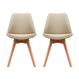 Artiss Set of 2 DSW Dining Chairs Retro Replica Kitchen Chair Cafe Beige Fabric