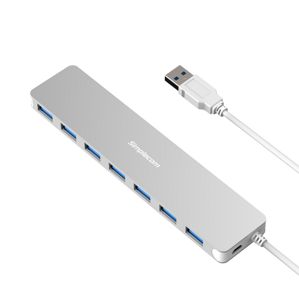 Simplecom CH372 Ultra Slim Aluminium 7 Port USB 3.0 Hub Silver
