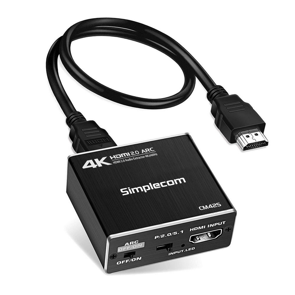 Simplecom CM425 HDMI 2.0 Audio Extractor Optical SPDIF and 3.5mm Stereo with ARC 4K@60Hz