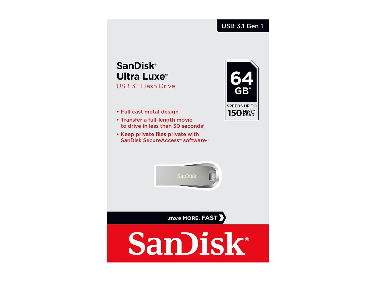 SANDISK SDCZ74-064G-G46 64G  ULTRA LUXE PEN DRIVE 150MB USB 3.0 METAL