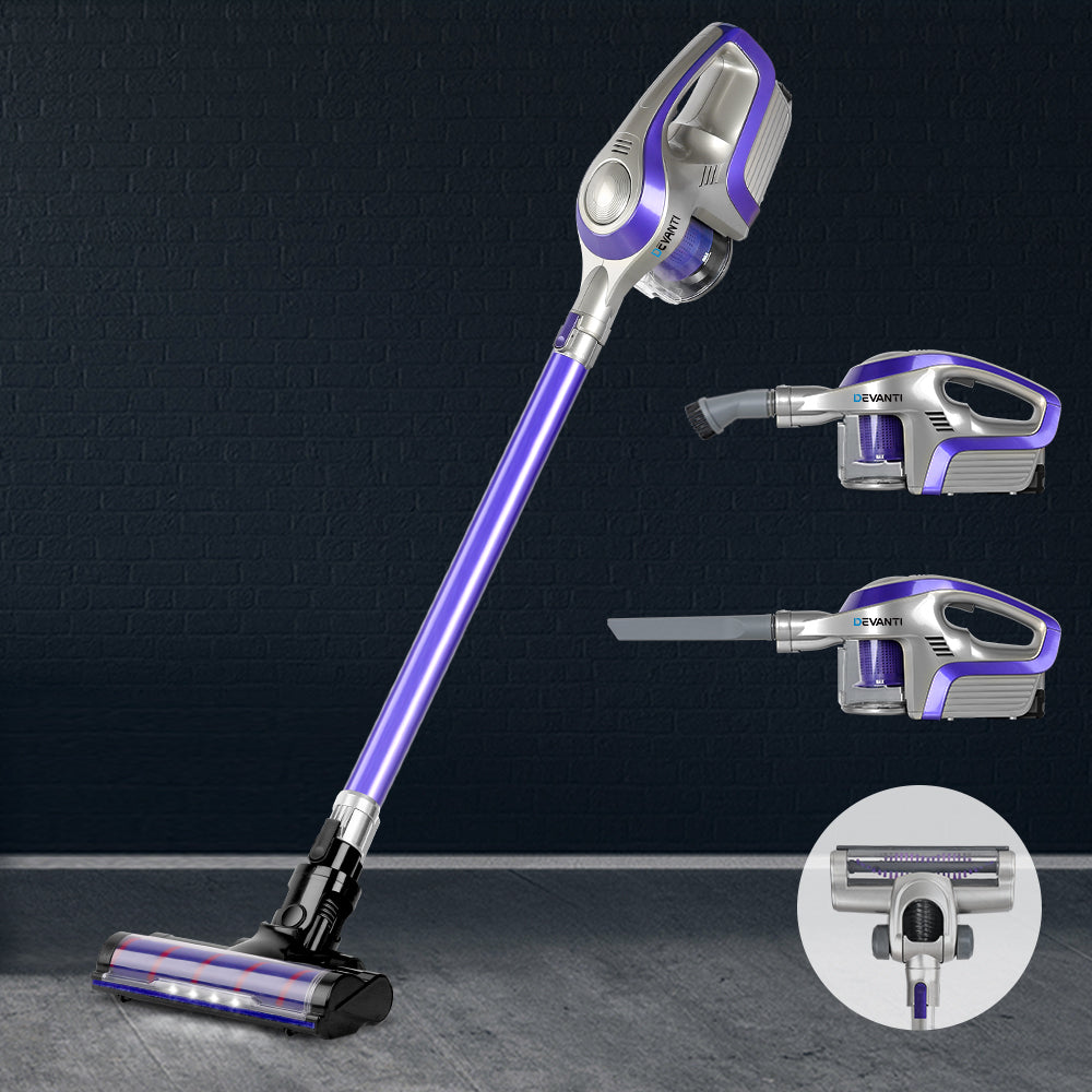 Devanti Cordless 150W Handstick Vacuum Cleaner - Purple and Grey