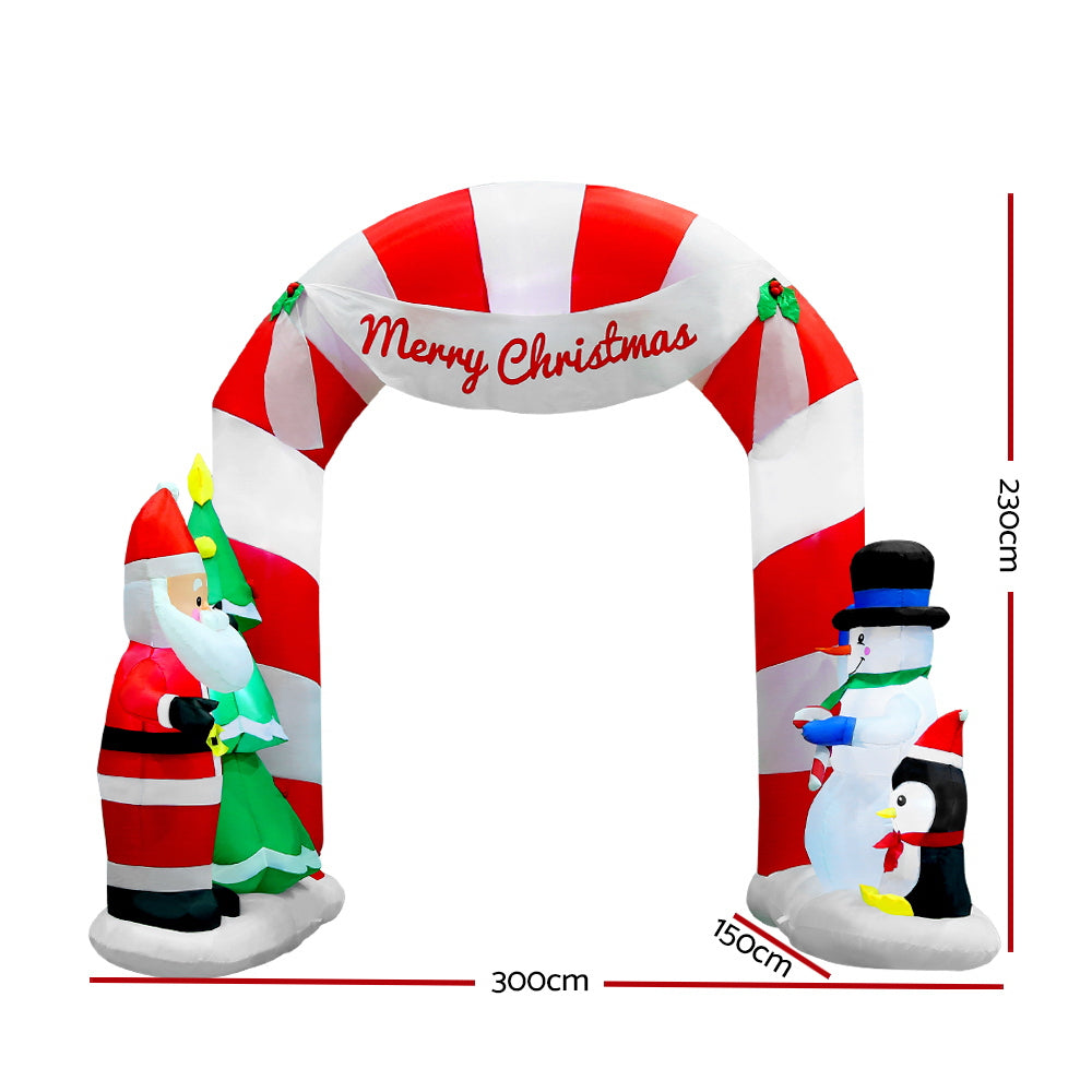 Jingle Jollys Christmas Inflatable Santa Archway 3M Outdoor Decorations Lights