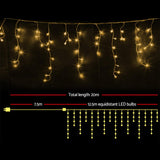 Jingle Jollys 500 LED Christmas Icicle Lights 20M Fairy String Party Wedding Garden Warm White
