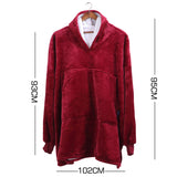 DreamZ Plush Fleece Sherpa Hoodie Sweatshirt Huggle Blanket Pajamas Burgundy
