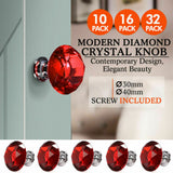 32 Pcs Clear Crystal Knobs Diamond 30mm Diameter Door Cabinet Handle