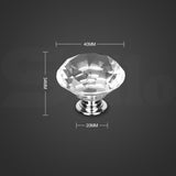 16 Pcs Clear Crystal Knobs Diamond 30mm Diameter Door Cabinet Handle